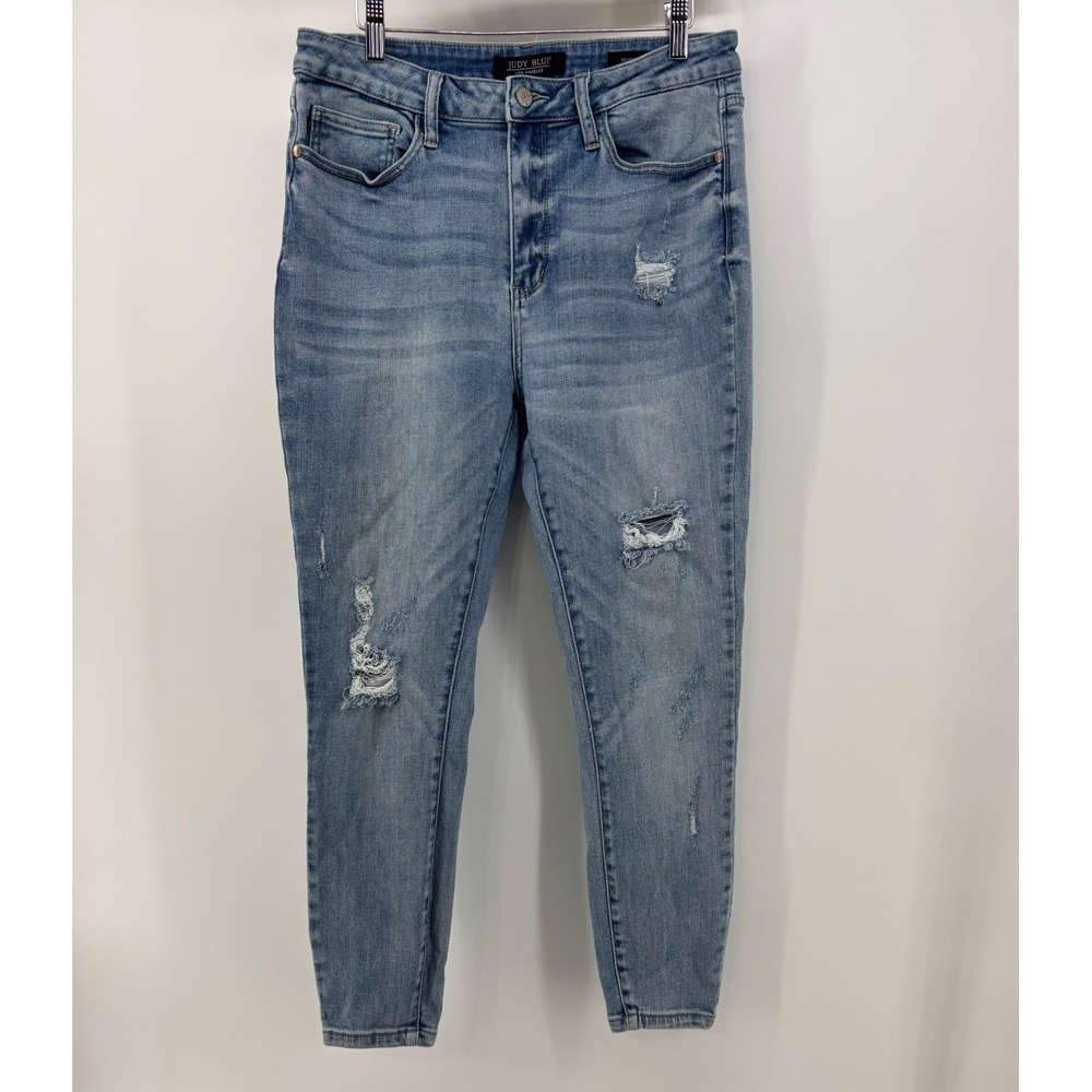 Judy Blue High Rise Skinny Jeans Women's 15/32 Light Blue JB82330 Distressed